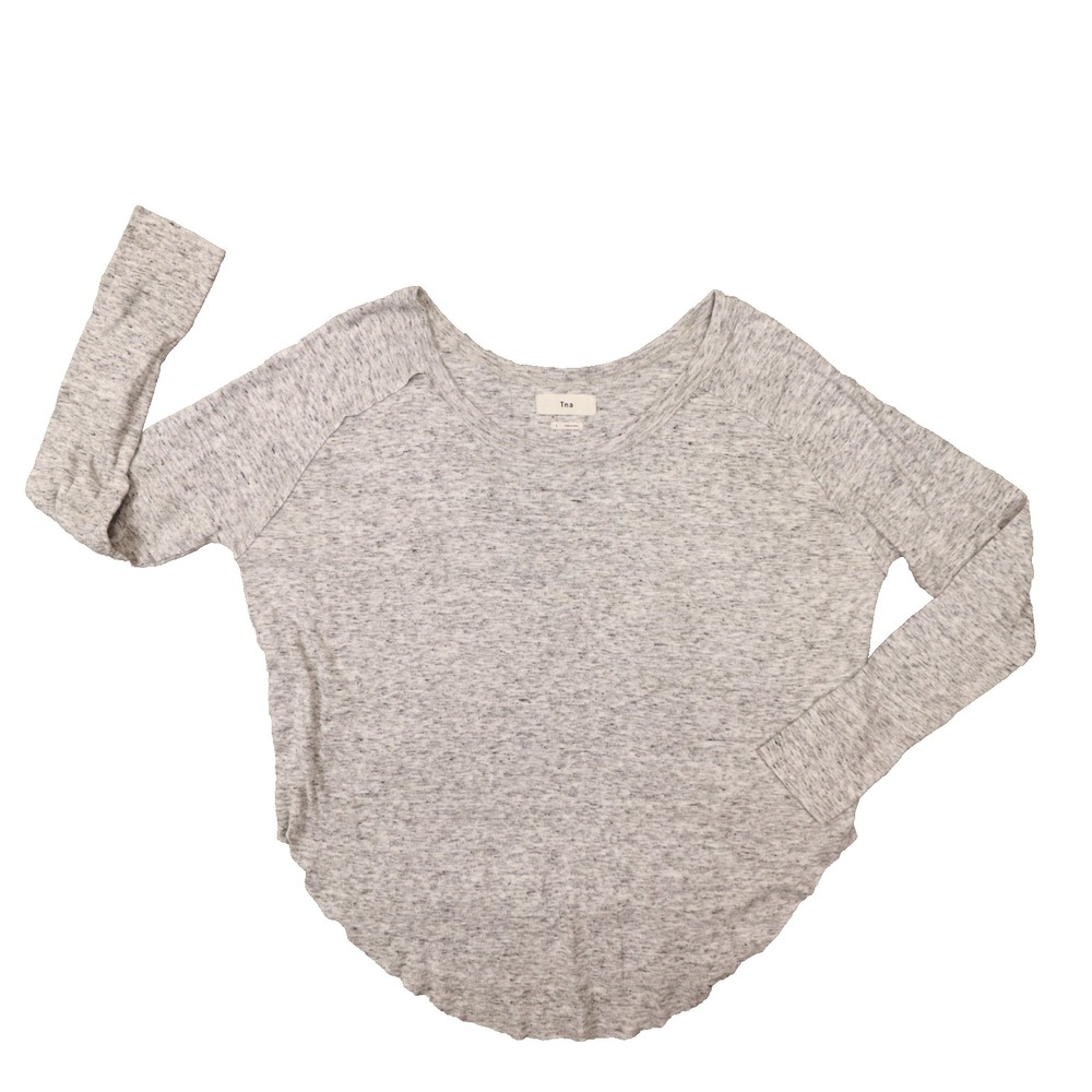 Tna Aritzia Heather Grey Long Sleeve Round Hem Slub Knit Shirt‎ size Small